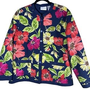 Quilted Alfred Dunner 🍁🍃Contemporary Flowered Jacket Women's Size 14